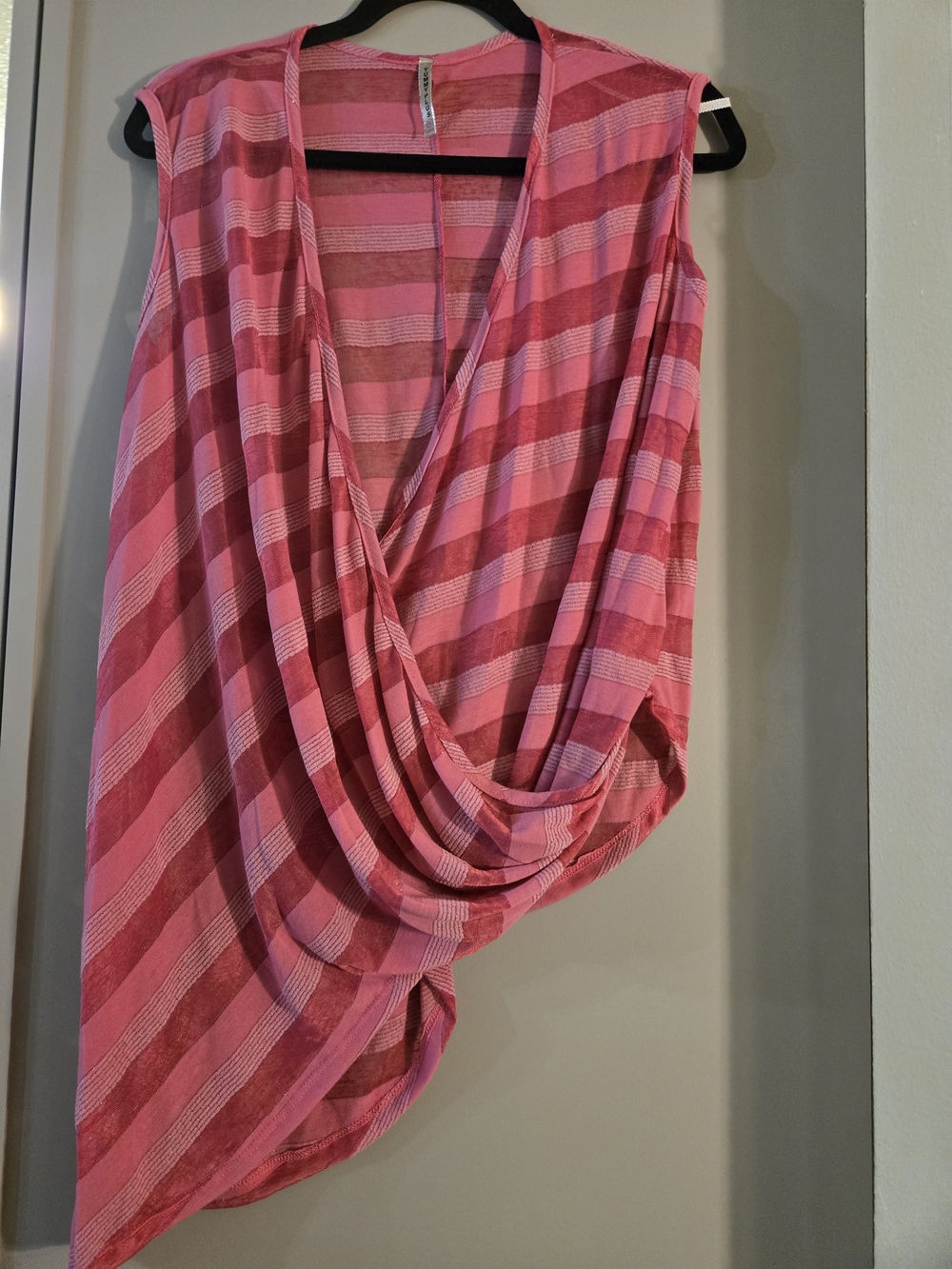Draped Sleeveless Pink Striped Blouse